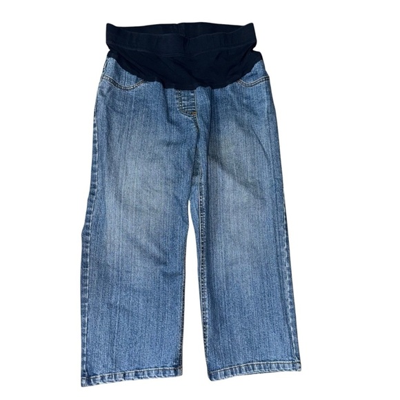 Motherhood Maternity Womens Medium 30 X 21 Blue Wide Leg Denim Capri Jeans - Picture 2 of 9